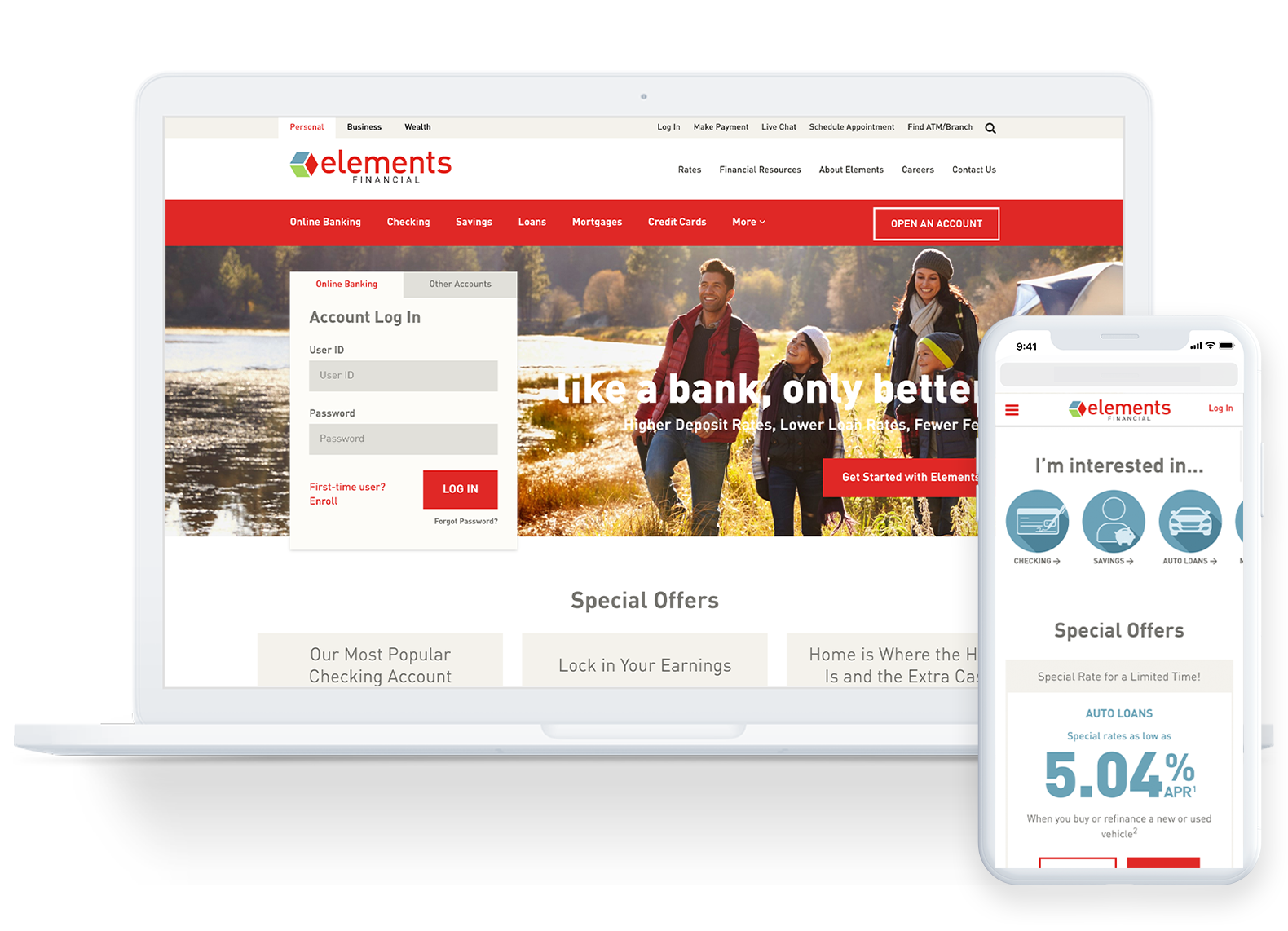 Elements Financial Credit Union Website